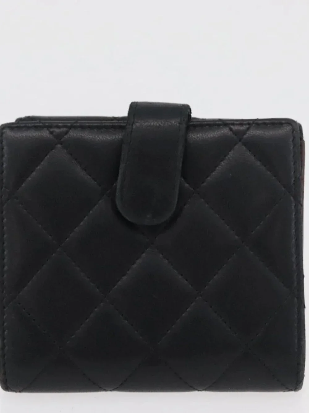 CHANEL Wallet Leather 2 Set Black CC Auth BA12679